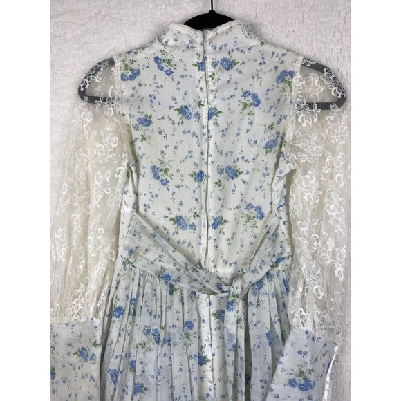 Jessica McClintock Gunne Sax Floral Lace Maxi Dress Cottage Core Prairie Vintage - Picture 11 of 16